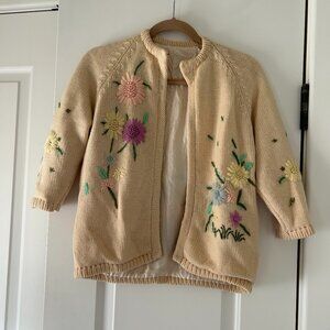 Vintage Floral Sweater/Cardigan with embroidery